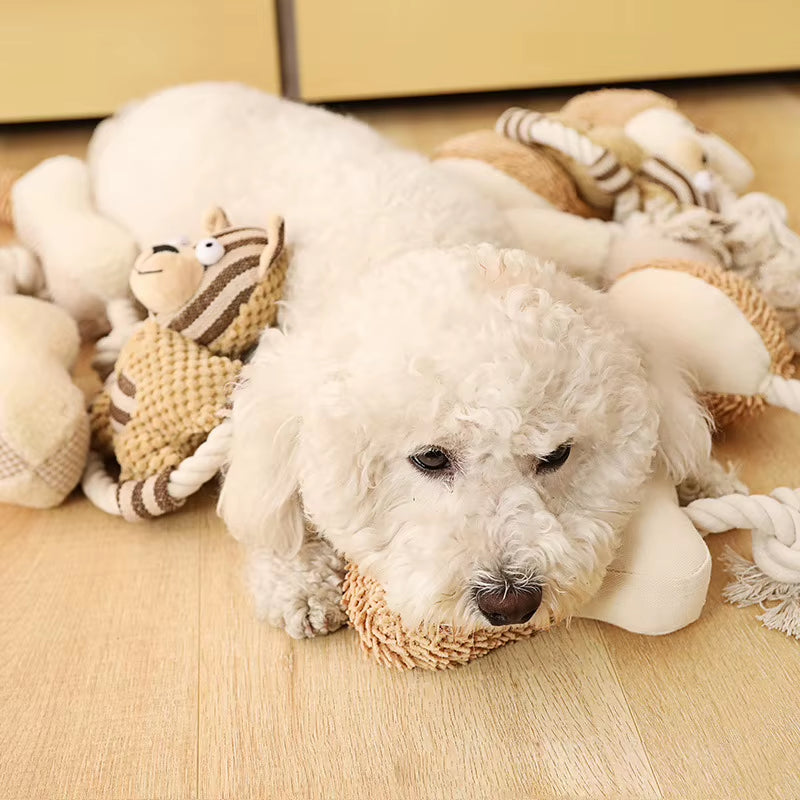 ODM/OEM Pet Plush Toys Customized Interactive Cotton Rope Dog Chewing Toy Tooth Cleaning Bone Shape Luxury Dog Toys