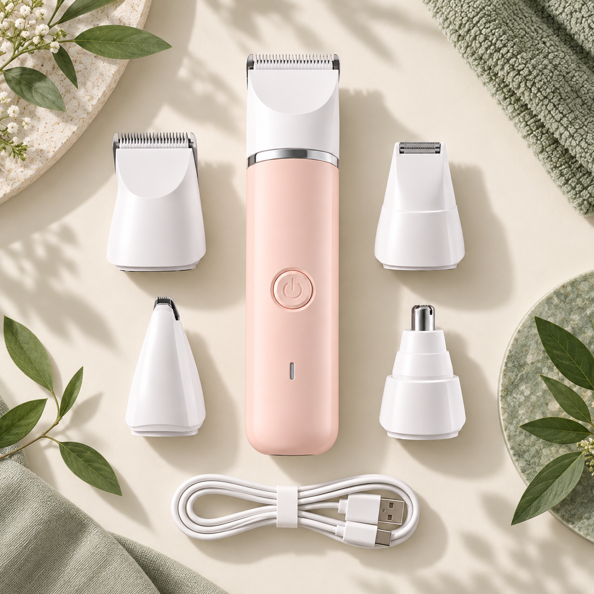 4 in 1 Multi-Functional Pet Electric Hair Clipper with 4 Blades Grooming Trimmer Nail Grinder Curved Foot Trimmer for Dog