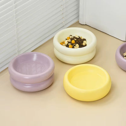 New Style Donut Rounded Shape Pink Purple Ceramic Stylish Dog Pet Bowls Feeders