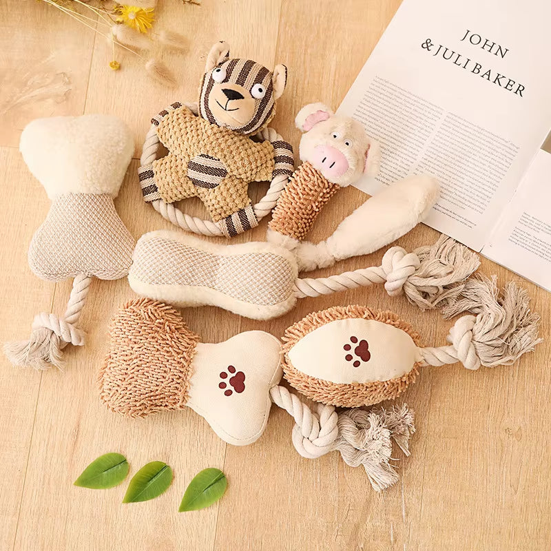 ODM/OEM Pet Plush Toys Customized Interactive Cotton Rope Dog Chewing Toy Tooth Cleaning Bone Shape Luxury Dog Toys