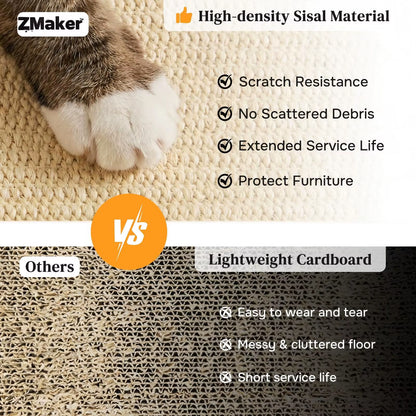 Zmaker 2026 Cat Scratcher with Ball Track Toy Pine Wood Sisal Scratch Pad Cat Smooth Oval Track Fun with Ball for Cat Indoor Use