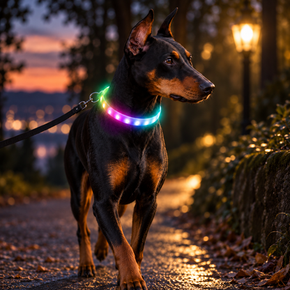 Illuminate Your Dog's Adventures with the Lightweight USB Rechargeable Glowing Collar - 9 Flashing Modes for All Sizes!
