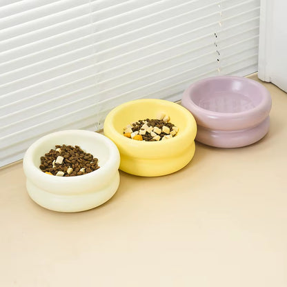 New Style Donut Rounded Shape Pink Purple Ceramic Stylish Dog Pet Bowls Feeders