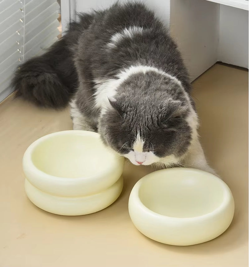 New Style Donut Rounded Shape Pink Purple Ceramic Stylish Dog Pet Bowls Feeders