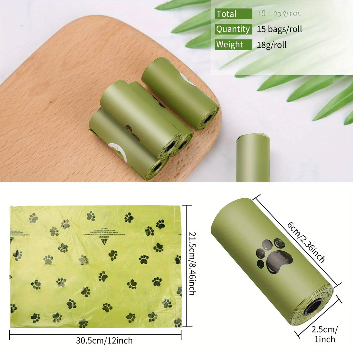 Eco-Friendly 8 Rolls Biodegradable Dog Poop Bags - Leak-Proof, Unscented, and Made from High-Quality Corn Starch