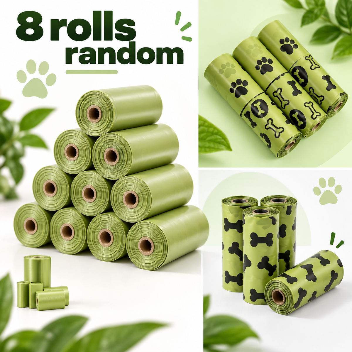 Eco-Friendly 8 Rolls Biodegradable Dog Poop Bags - Leak-Proof, Unscented, and Made from High-Quality Corn Starch