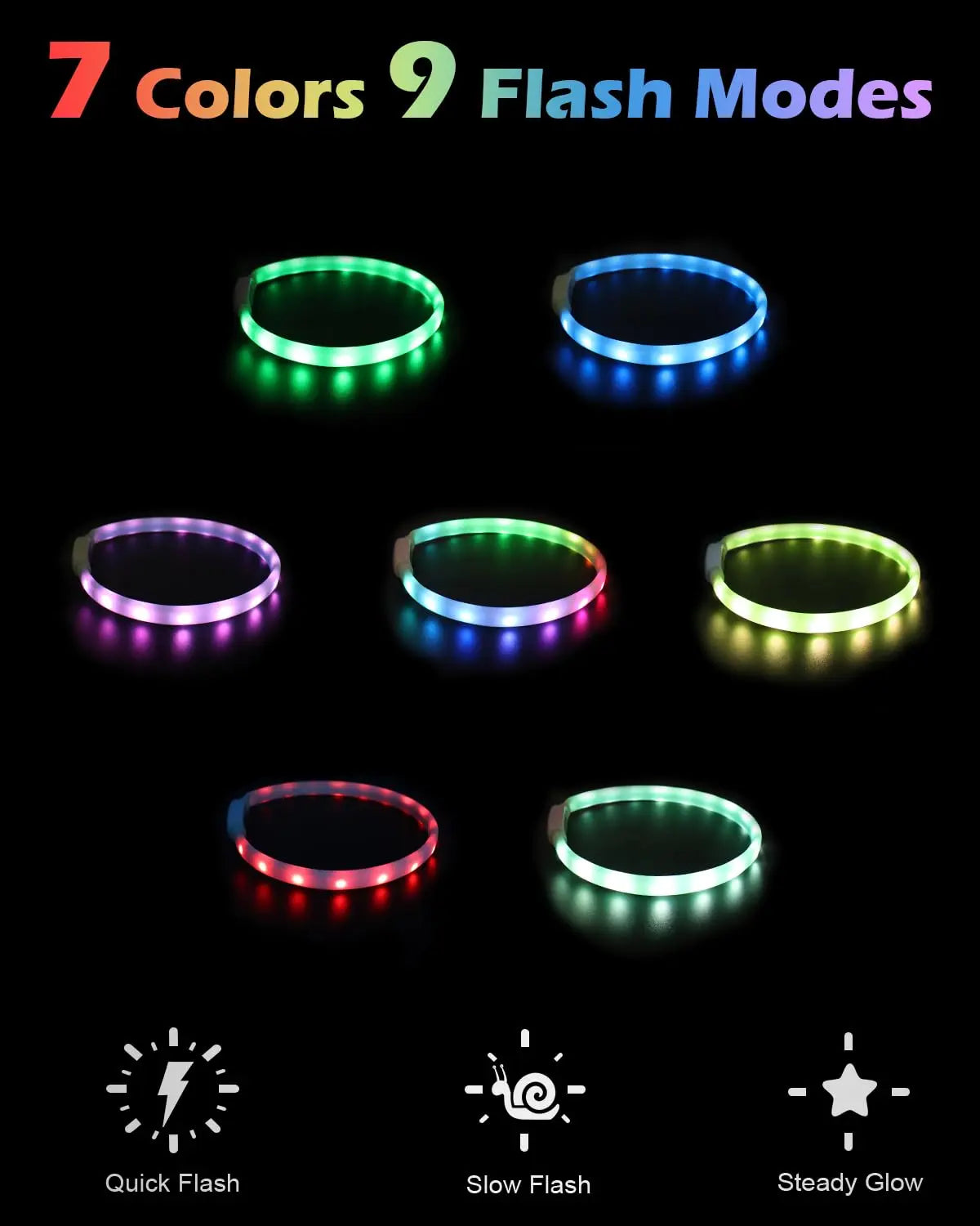 Illuminate Your Dog's Adventures with the Lightweight USB Rechargeable Glowing Collar - 9 Flashing Modes for All Sizes!