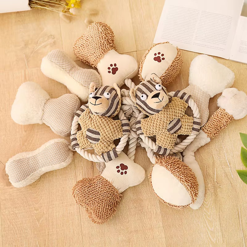 ODM/OEM Pet Plush Toys Customized Interactive Cotton Rope Dog Chewing Toy Tooth Cleaning Bone Shape Luxury Dog Toys